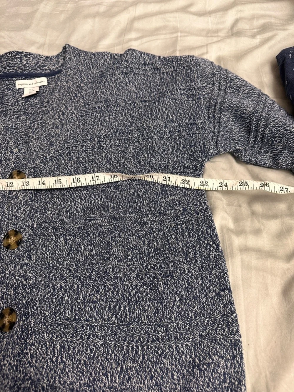 Cupcakes and Cashmere button front blue and white cardigan - Picture 5 of 6